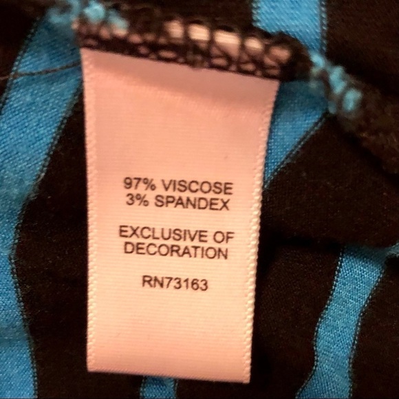 Cable & Gauge T-Shirt with Button Sleeves Blue Black Stripes Size M - Picture 6 of 7